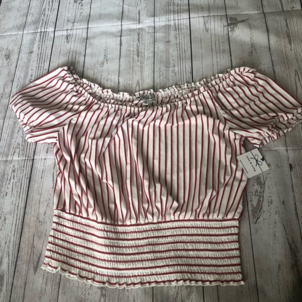 Twine & String crop striped off shoulder top